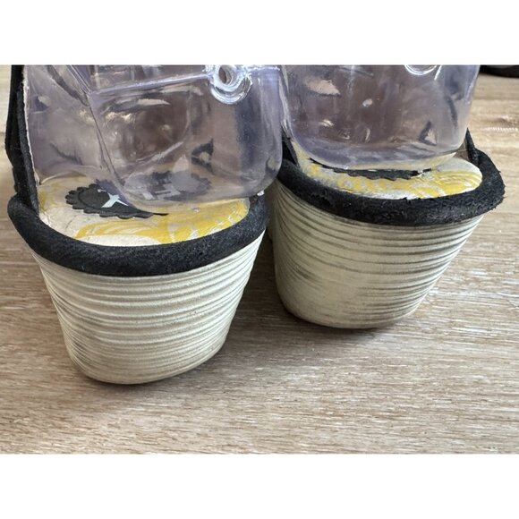 Fly London Yexa Black Leather Lace Up Gladiator Wedge Sandals Sz 9 Boho Festival - Picture 4 of 8